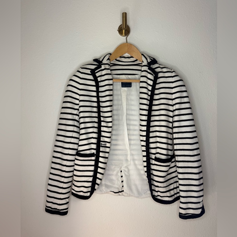 Zara Black and White Striped Blazer size S